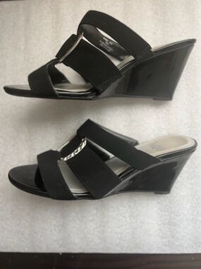 Impo Vanika Slip-on Wedge Sandals Black 8.5